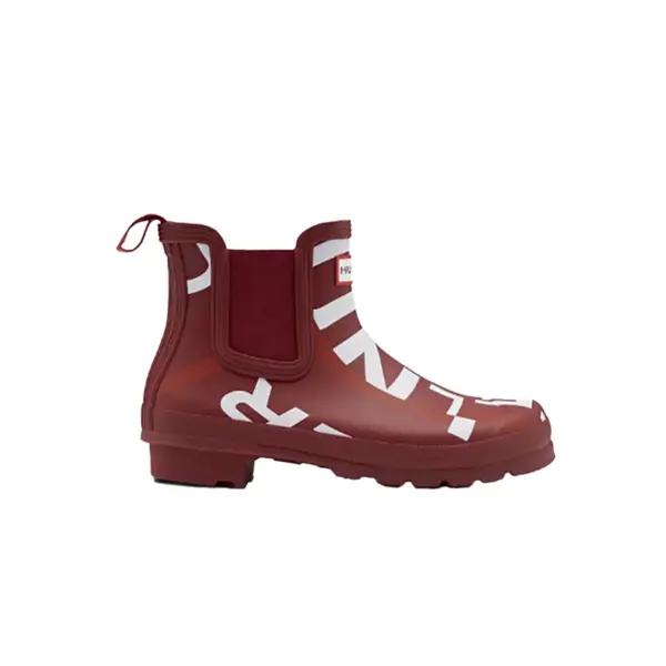 Hunter Original Exploded Logo Chelsea Boots – Autumn Stone Red Exploded Logo4