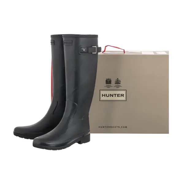 Hunter Refined Tall Wave Texture Wellington čizme - Black4