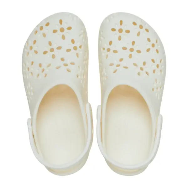 Crocs Classic Floral Cut-Out Clog - Chalk3