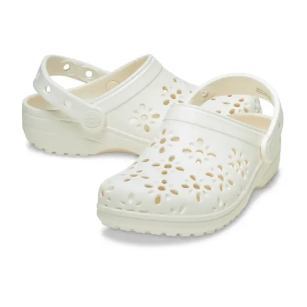 Crocs Classic Floral Cut-Out Clog - Chalk4