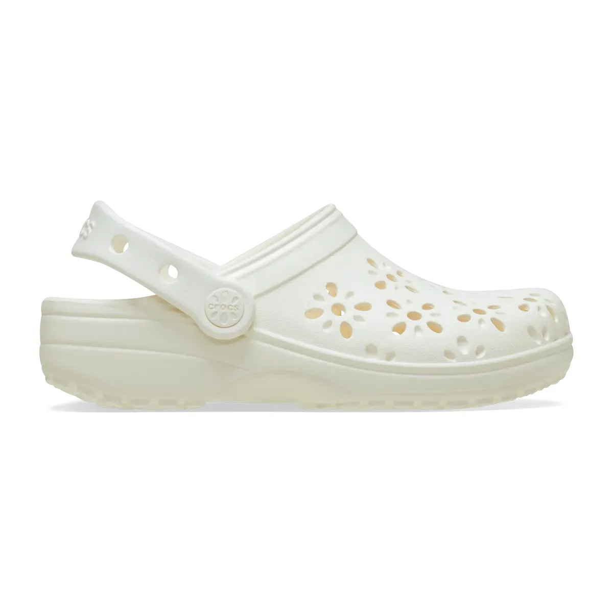 Crocs Classic Floral Cut-Out Clog - Chalk