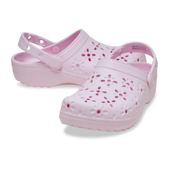 Crocs Classic Floral Cut-Out Clog - Pink Milk4