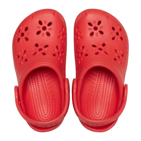 Crocs Toddler Classic Floral Cut-Out Clog - Cherry Red4