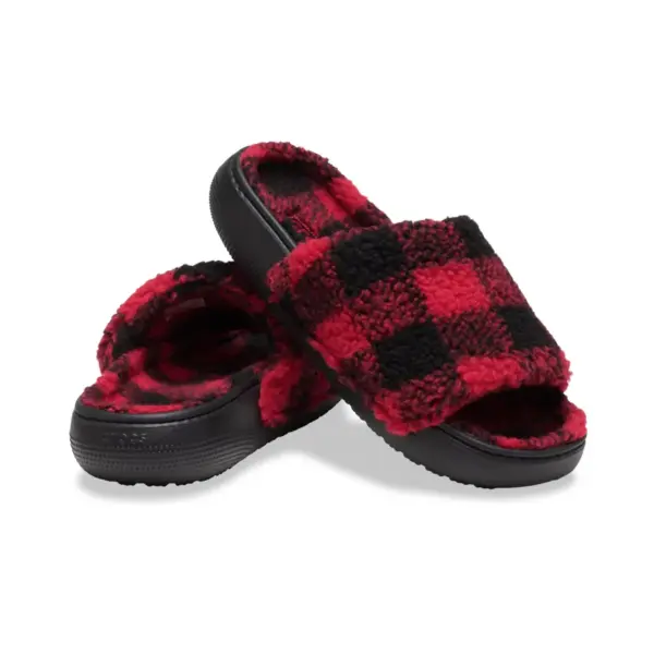5Crocs Classic Buffalo Check Slide