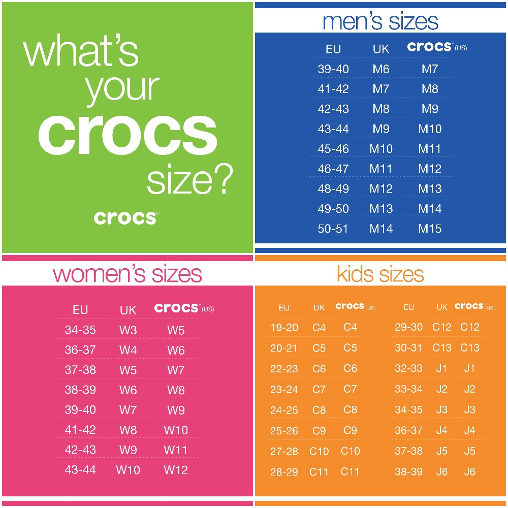 Crocs Printable Size Chart